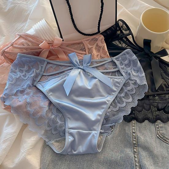 Women's Silky Satin Panties Sexy Invisible Lace Briefs Low Waist Bikini Underwear