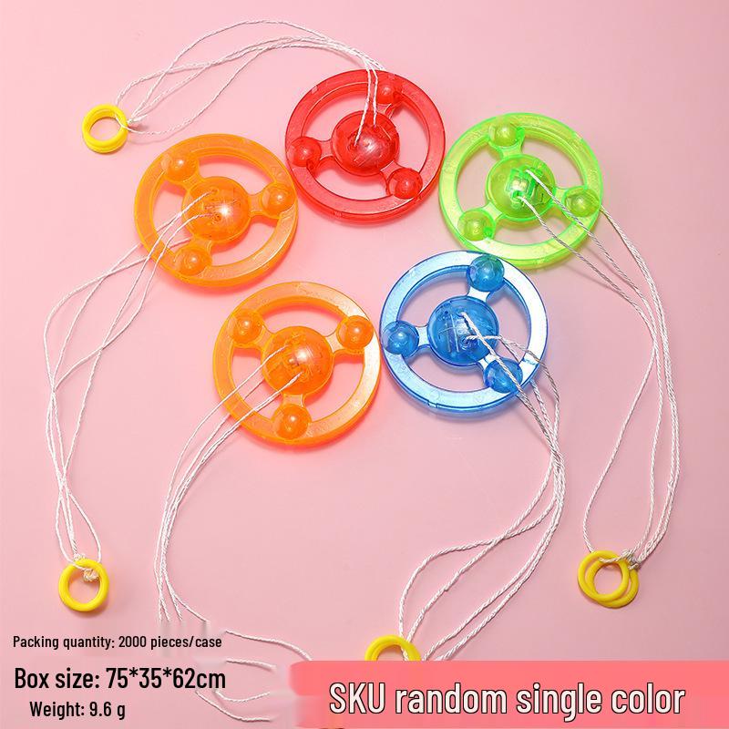 Luminous Pull-String Flywheel & Flashing Gyro Frisbee Toy for Kids Fitness