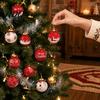 Seasonal Gift Ornaments Red White Christmas Balls Wooden Ball Shape Hanging Ornaments Snowflake Reindeer Decorative Party Pendants Santa Designs,