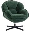 Modern Wingback Accent Chair, Velvet Armchair with Four-Star Base, S-Springs, Swivel, Dark Green