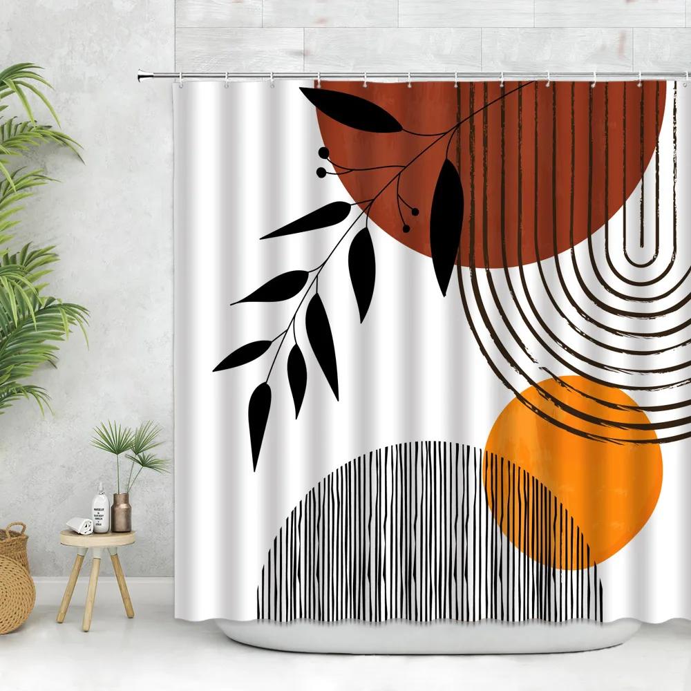

Modern Black Cat Abstract Art Shower Curtain Machine Washable All Season Waterproof Privacy Protection Geometricdesignminimalist W60H190(CM)-1 Pcs