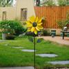Garden Stake with Metal Sunflower Wind Spinner for Outdoor Use Height 116cm