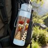 1PC Two Rooster Head Cartoon Print 750ml Color Plastic Sports Water Bottle Leakproof Flip Straw Lid For Sports Office Home Use