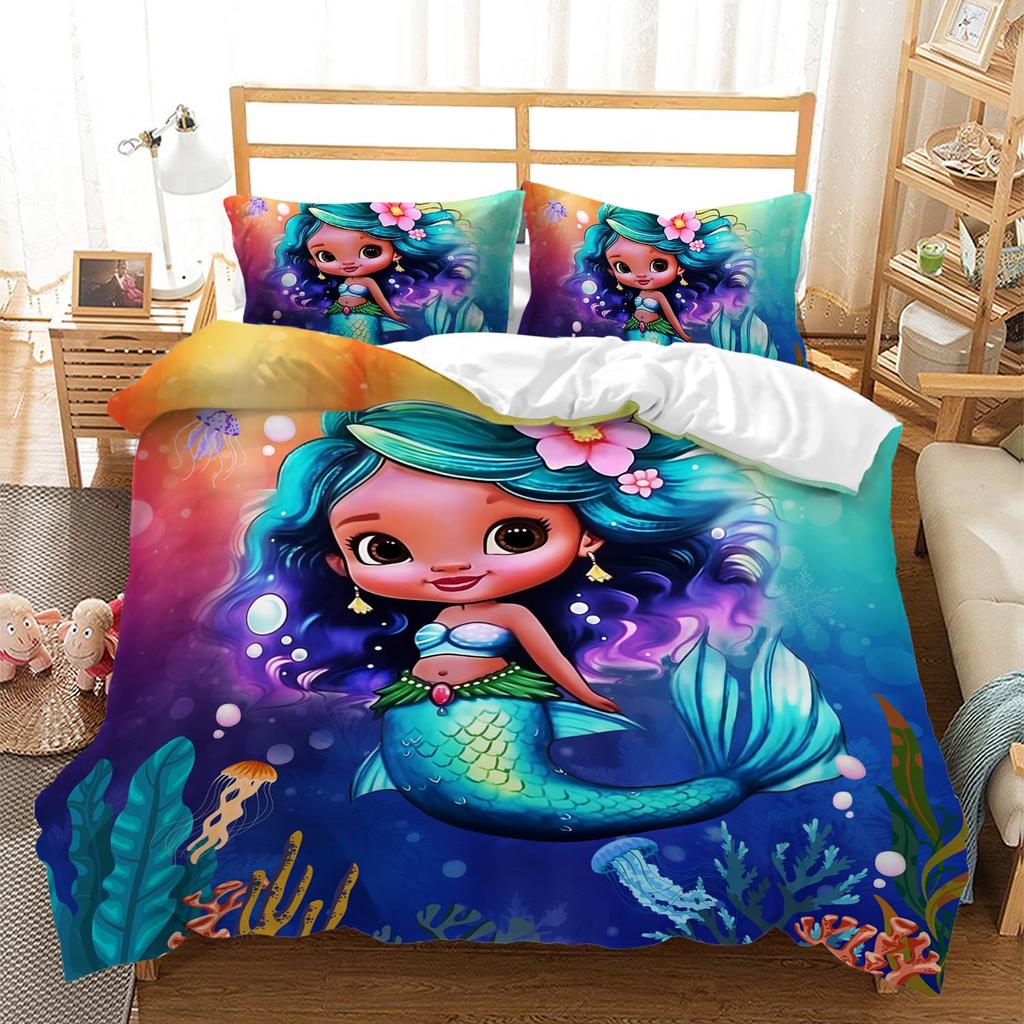Cute Scales Three-Piece Quilt Cover 3D Digital Printing Bedding Set