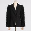 Elegant Womens Tailored Blazer 2026 With Mesh Panel Long Sleeve Slim Fit Office Wear