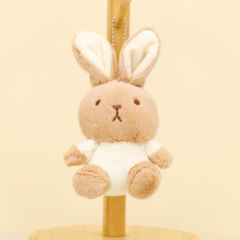 Adorable Plush Keychain Teddy Bear Beige Soft Short Plush Pp Cotton Filling 12cm
