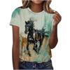 Nuova T-shirt da Uomo a Manica Corta con Stampa 3D di Cavalli da Corsa Personalità Animale Cavallo Girocollo Estiva Casual Abbigliamento Donna