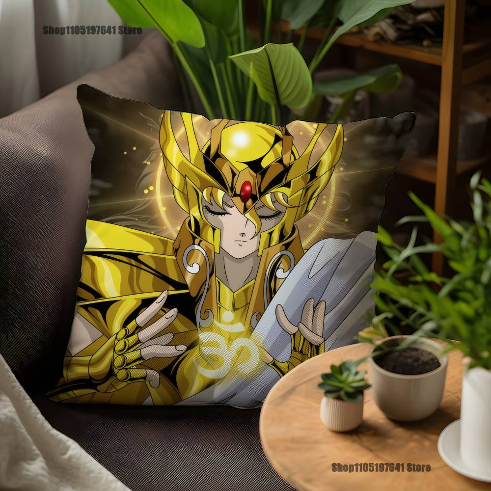 Saint Seiya Virgo Shaka Pillow Case For Sofa Decor Car Office Room Printing Cushion Cover Decorations and Protector