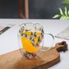 Double-layer Glass Mugs with Dry Flower and Handle for Coffee, Cocktails Elegant Glasses Cup for Entertaining Guest