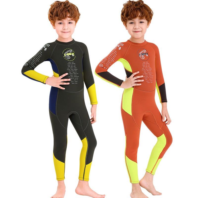 2.5mm Kids Boys Full Wetsuit Long Sleeve Thermal Dive Suit Snorkeling Surfing Swimming Water Sports Protection