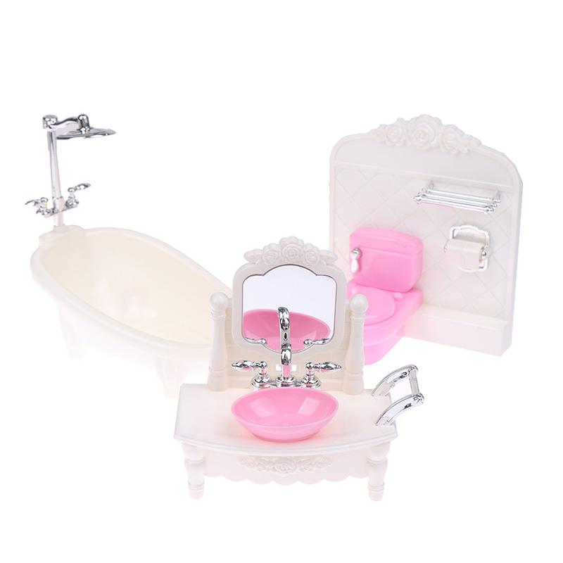 16Cm Doll House Home Furnishings Bathtub Washbasin Toilet Matching Model