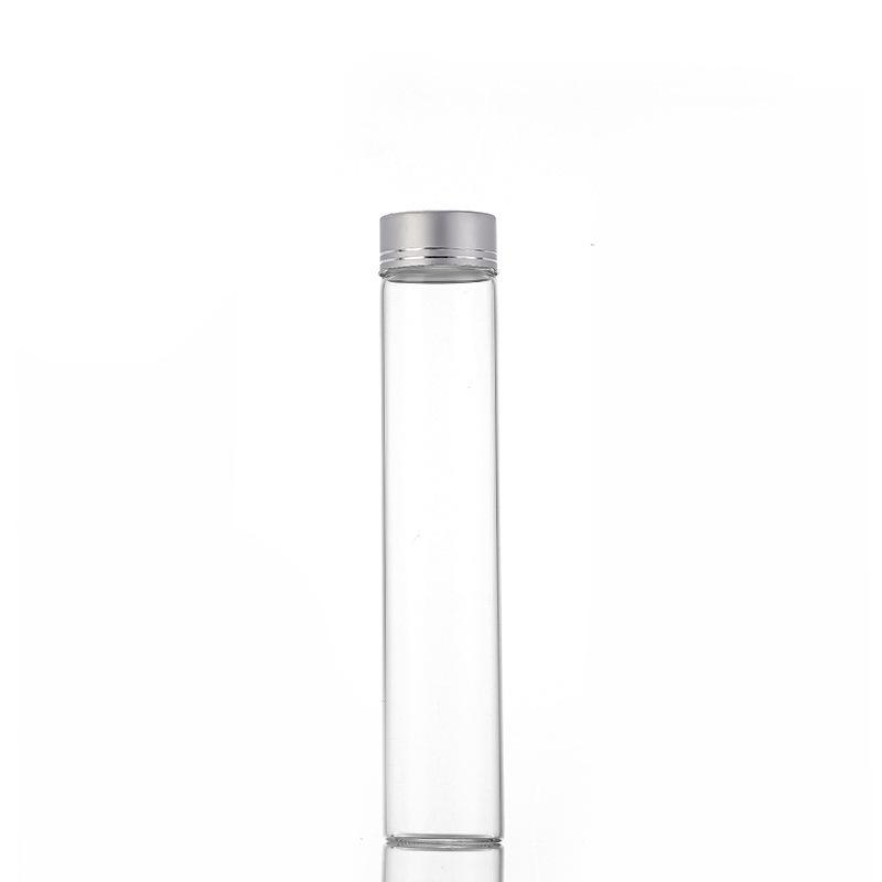 High-Transparency Glass Control Bottle with Silver Cut-Line Aluminum Cap, Portable 30mm Sealed Agarwood Display Bottle.