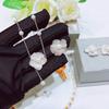 Women Jewelry Set French Luxury Pearl Camellia Flower Ring Earrings Bracelet Necklace Elegant Fashion Accessories