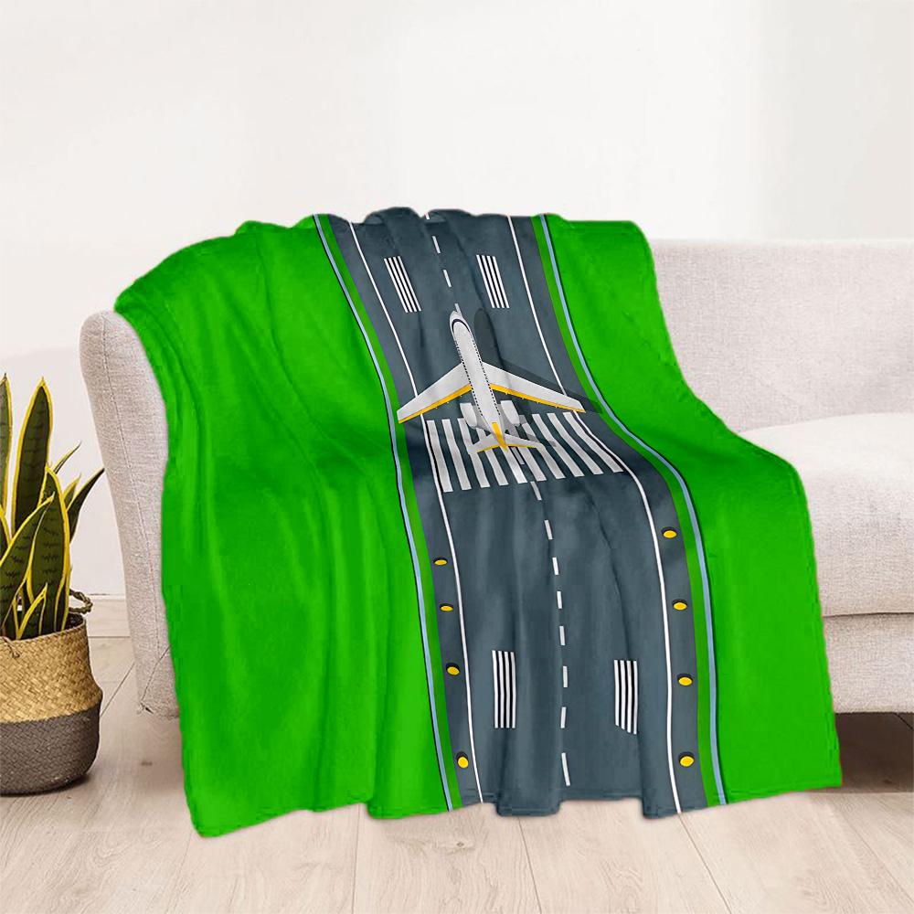 Airport Runway Design Flannel Blanket - Soft and Suitable for Sofas, Beds, Offices, Travel, All Seasons, and The Best Gift for The Holidays.