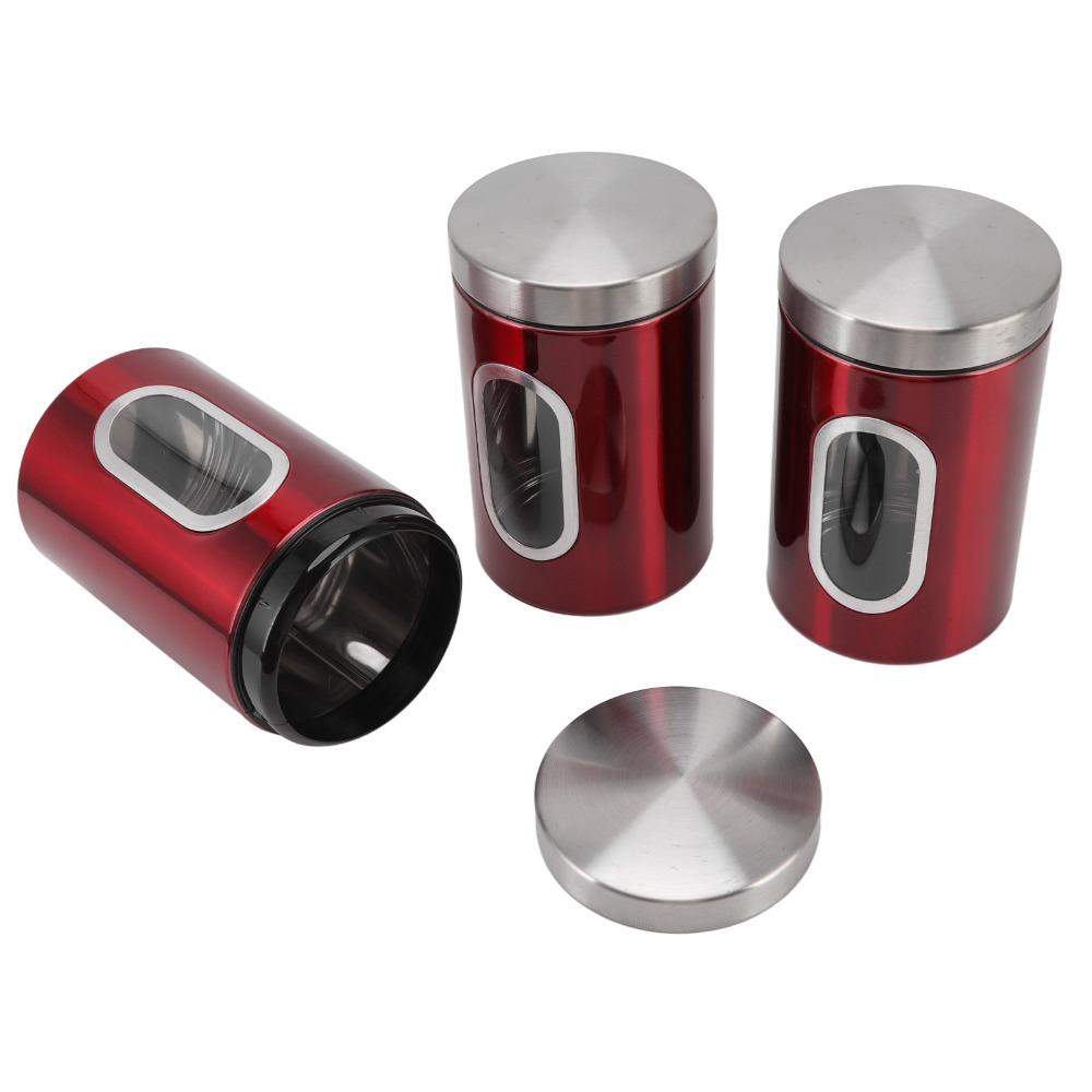 3PCS Set Durable Stainless Steel Containers Metal Storage Containers Home Kitchen