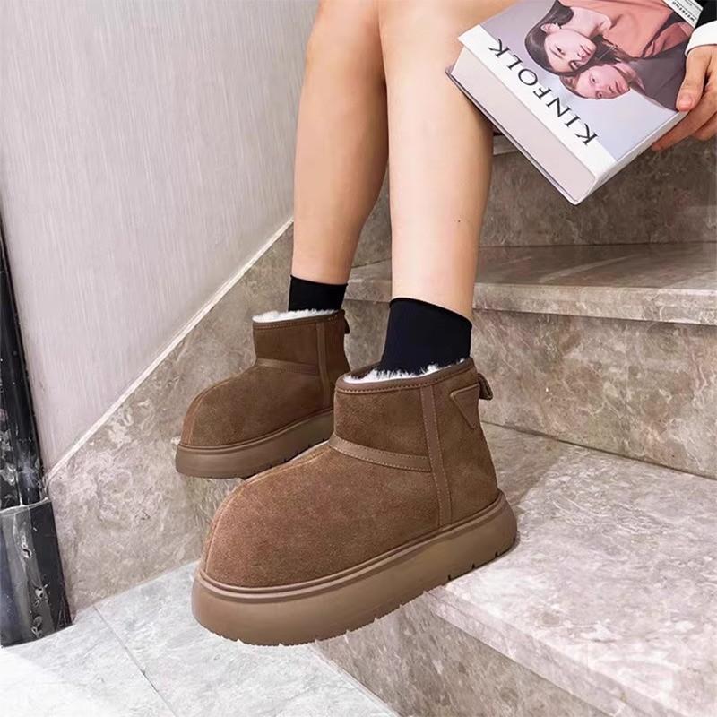 

Snow boots women s 2024 new versatile big head thick sole ugly cute cotton shoes women s basic round head warm non-slip boots women 35 кофейный