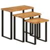 VidaXL Nesting Tables 3 pcs with Live Edge, Sofa Side Table with Leg, End Table, Living Room Furniture, 372760