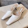2025 Frühling und Sommer Französische Tasche Kopf coole Hausschuhe Damen tragen High Heels dünne Absätze Muller eckiger Kopf halbe Hausschuhe High Heels Hausschuhe