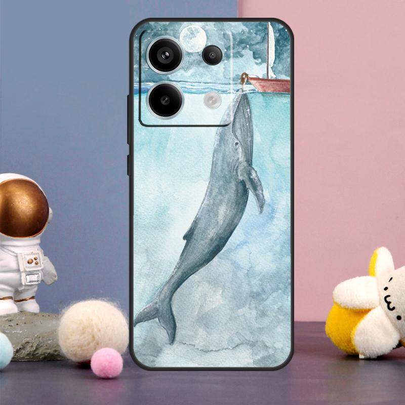 Cartoon Whale Case For Xiaomi Redmi Note 15 Pro Plus 10 11 12 13 14 Pro Redmi 15 15C 14C 10C 12C 13C Cover