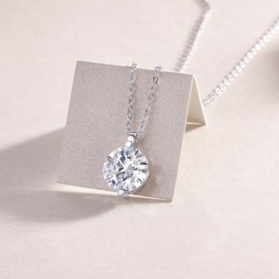 Multi-size Necklace with GRA Black Card's Sterling Silver Moissanite Pendant Necklace for Women