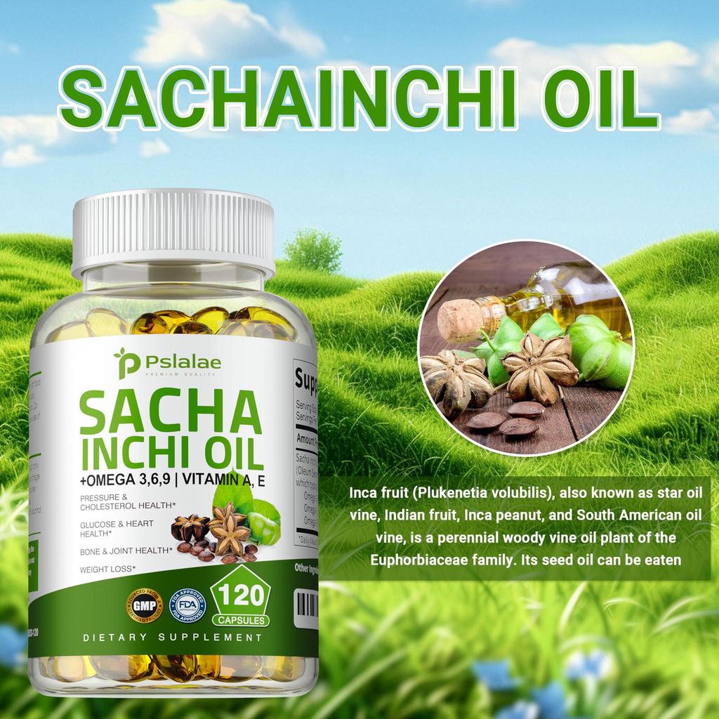 Sacha Inchi Oil Capsules 500mg - Omega 3-6-9 - Support Gut Health, Antioxidant
