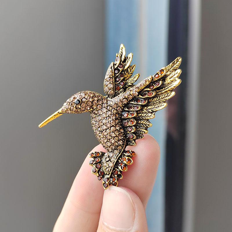 High-End Rhinestone Hummingbird Brooch Animal Brooch Clothing Bird Pin Brooch