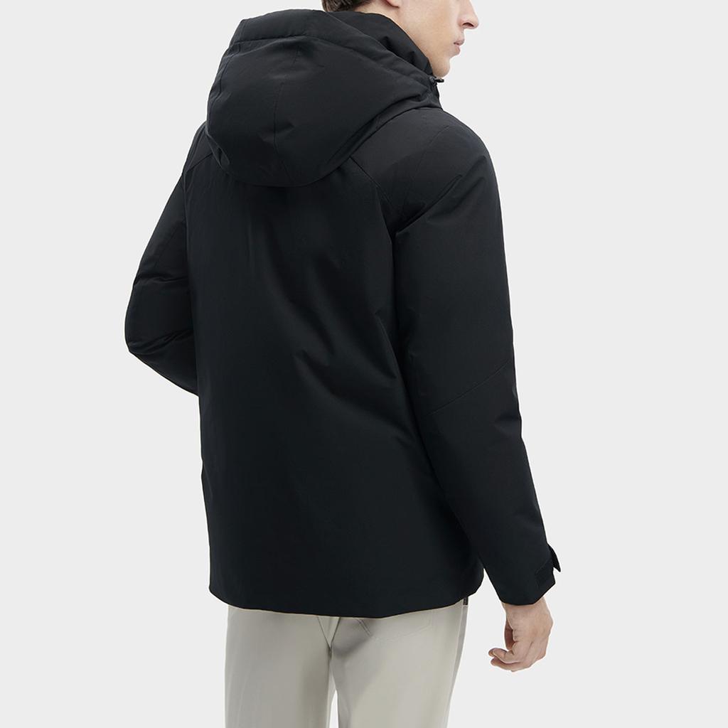 Fila Solid Color Hooded Casual Mid-Length Down Jacket Men Outerwear Black F11M342903F-BK