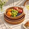 Compact Imitation Rattan Woven Baskets Handmade Storage Bin Snacks Plate Storage Basket  Picnic