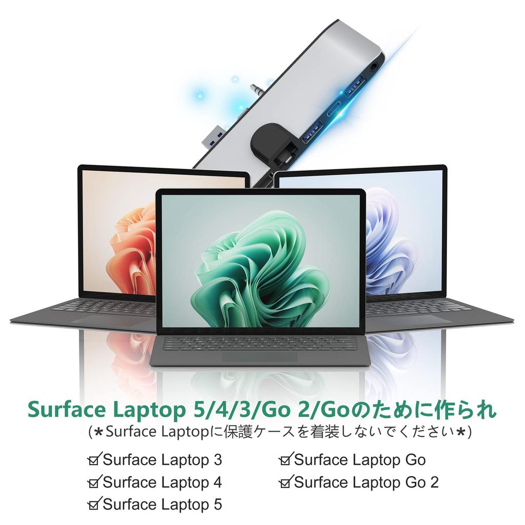 Surface Laptop 5 USB Hub 4K HDMI 100Mbps Ethernet USB Type C Data Transfer SD TF Card Slot Audio Multiport Expansion Microsoft Surface Laptop Laptop