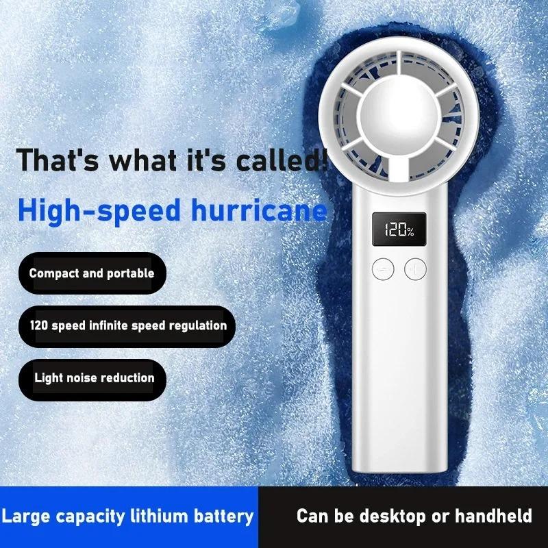 Portable Handheld Fan Mute Personal Highspeed Fan Air Calculating Fan Large-capacaity Battery Mute Electric Fan For Outdoor