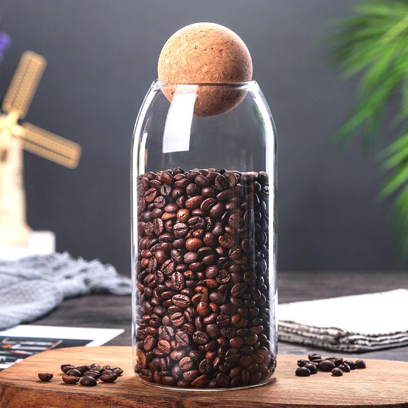 Large Capacity High-Borosilicate Glass Jar with Cork Stopper for Tea, Coffee, and Nuts Storage