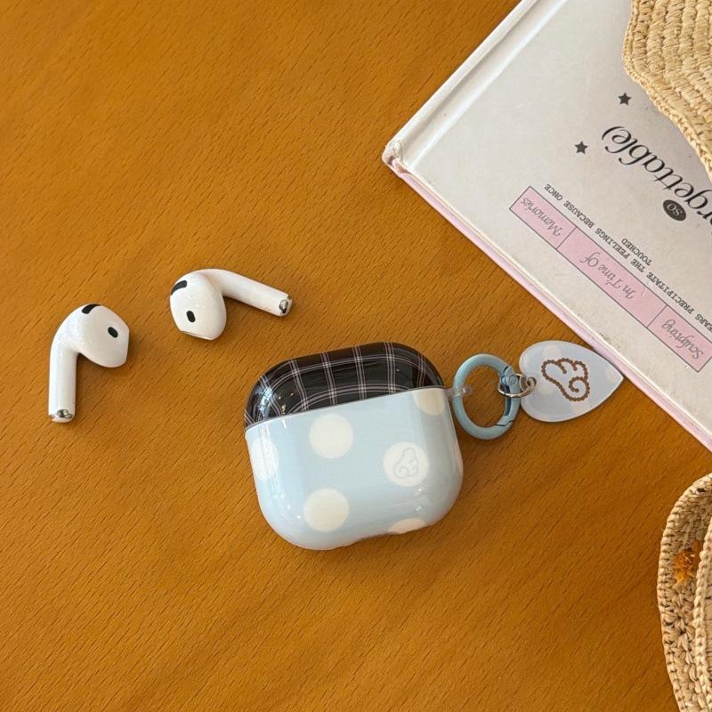Ins Pink and Blue White Polka Dot Wings Are Suitable for Apple AirPods 1st Generation Protective Case Pro1 Bluetooth Headset Case Pro1.