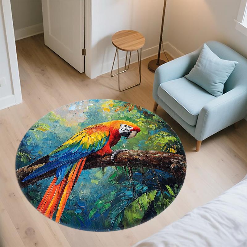 Parrot Pattern Round rug,Carpet Rug for Living Room Bedroom Sofa Playroom Decor,Non-slip Floor Mat,Holiday Gifts and Birthday Gifts