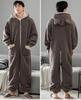 Herren Verdickter Korallenfleece Einteiler Schlafanzug - Winter/Herbst Flanell Hausanzug für Teenager & Erwachsene