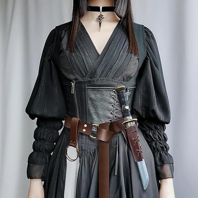 3pcs Vintage Viking Warrior Medieval Knight Belt Scabbard Halloween Cosplay Costume Belt Accessories