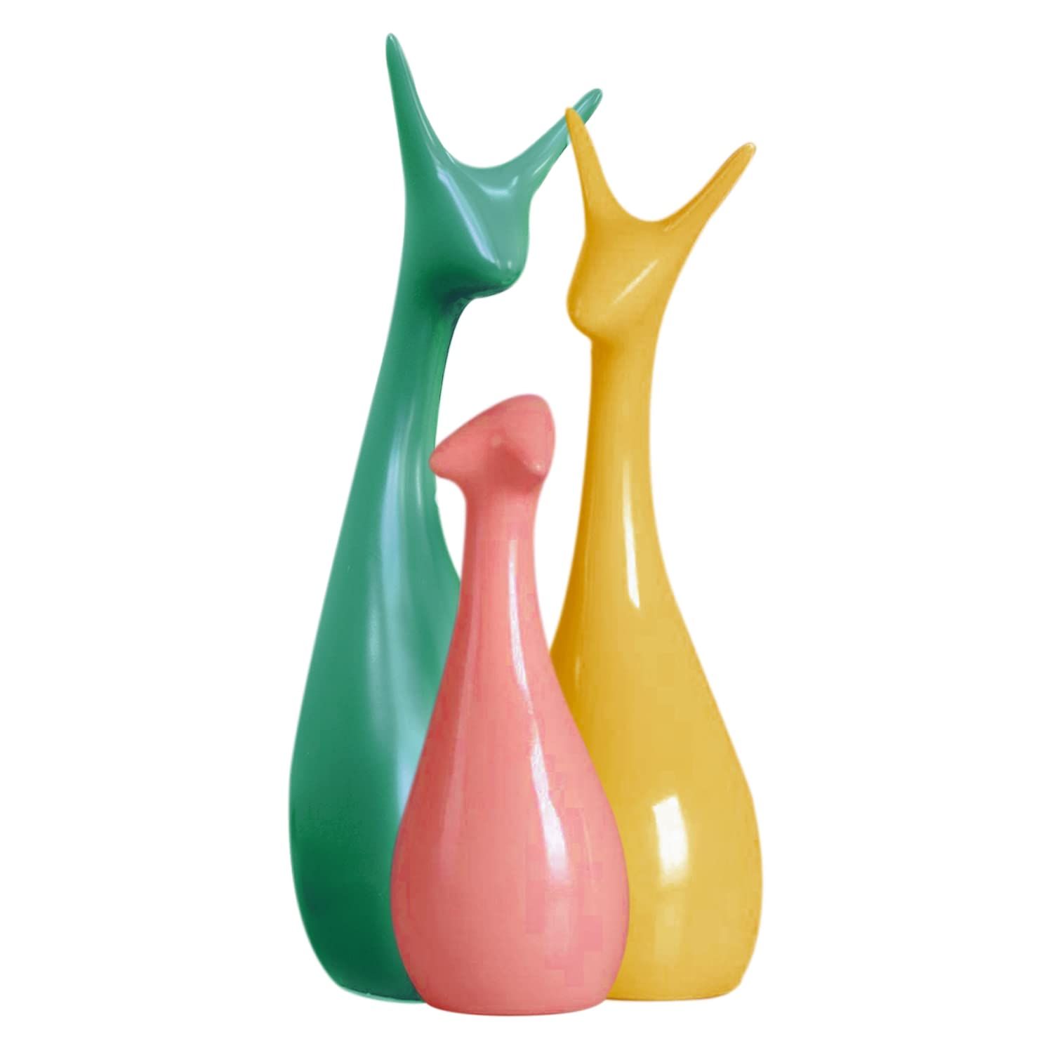 

Home Décor Lucky Deer Family Set | Piano Finish Ceramic Figures - (Set of 3 Yellow, Pink, LightGreen)