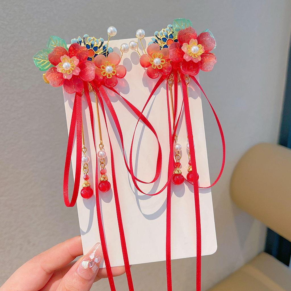Chinese Style Hanfu Hairpin Set for Girls - Includes Hair Clips, Swaying Tassels, and Butterfly Accessories