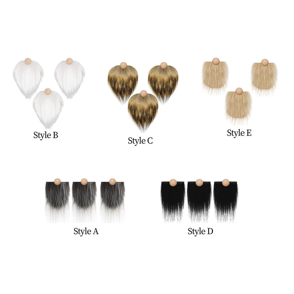 3Pcs Gnome Beards Wooden Balls Faux Fur Dwarf Beard Wood Gnome Nose DIY Crafts Supplies Gnome Beard Craft Fur for Party Decor