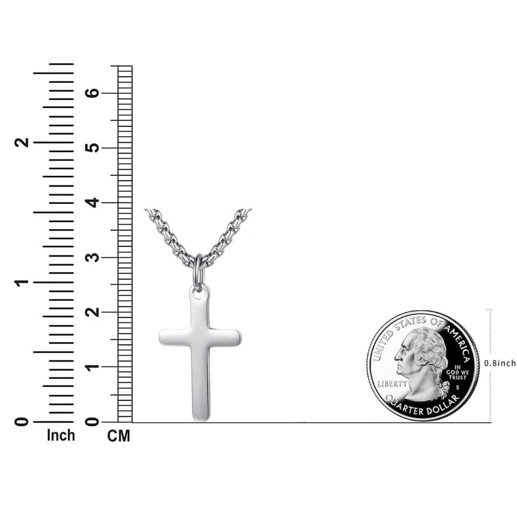 GAVU Edelstahl Kleines Silbernes Kreuz Jesus Kreuz Anhänger Halskette für Männer und Frauen