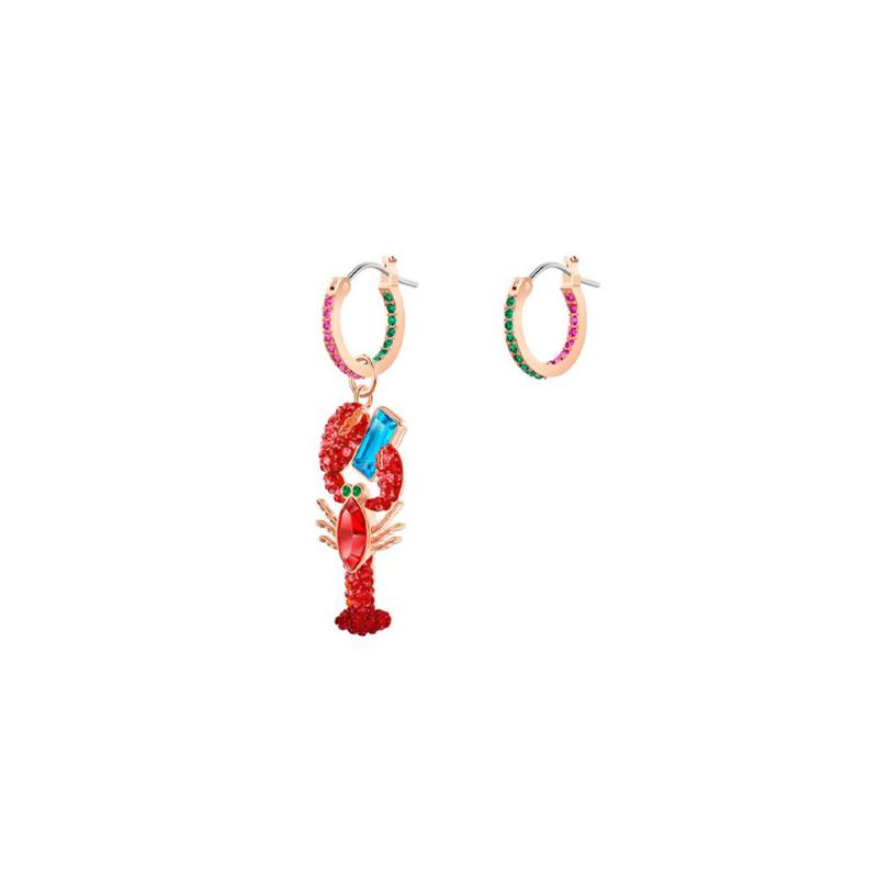 Swarovski Ocean Lobst Asymmetric Red Crayfish Pierced Earrings Women s Multicolor 5452555