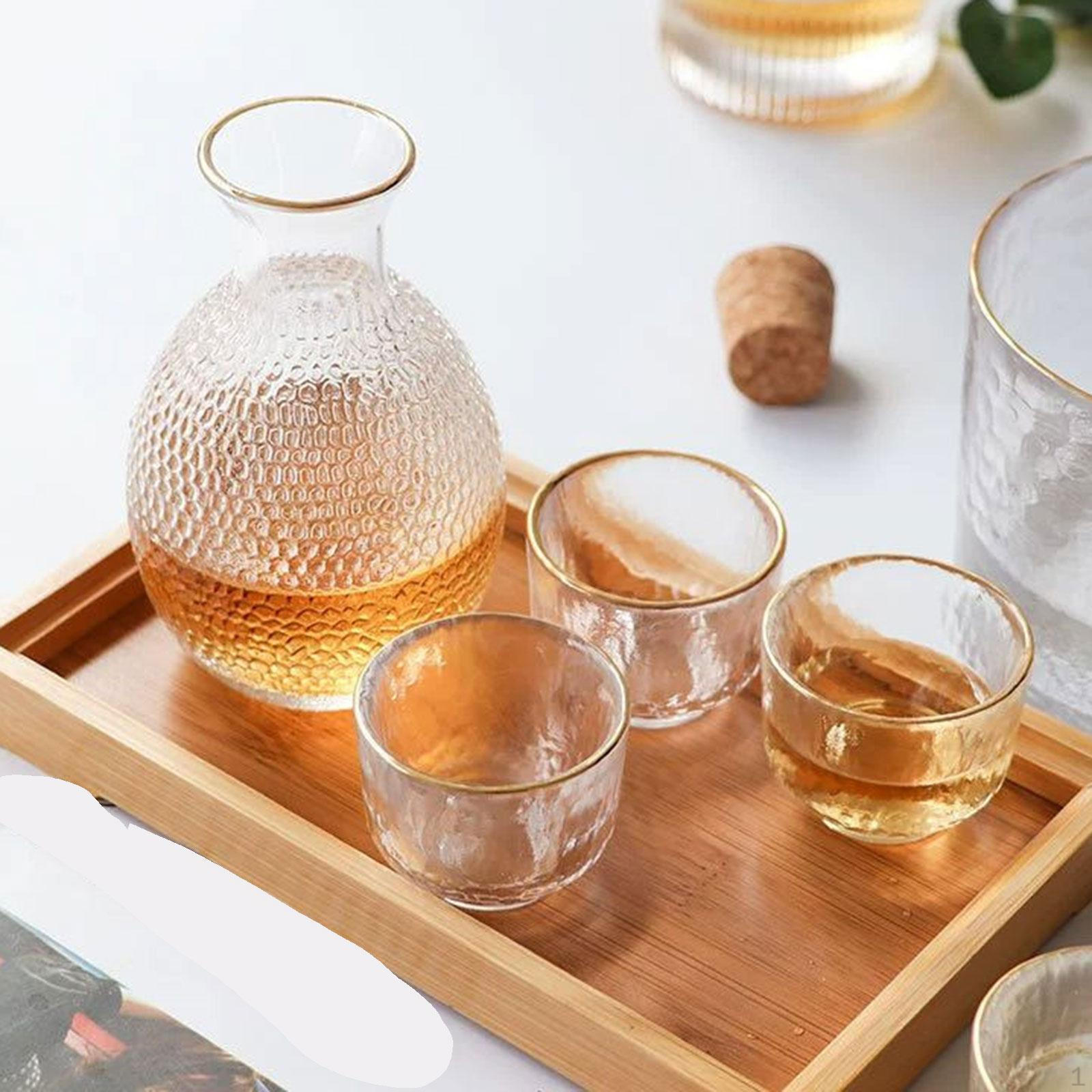 

Набор для сакэ, 1 бутылка, 4 чашки, прозрачное декоративное уникальное универсальное стекло Style A