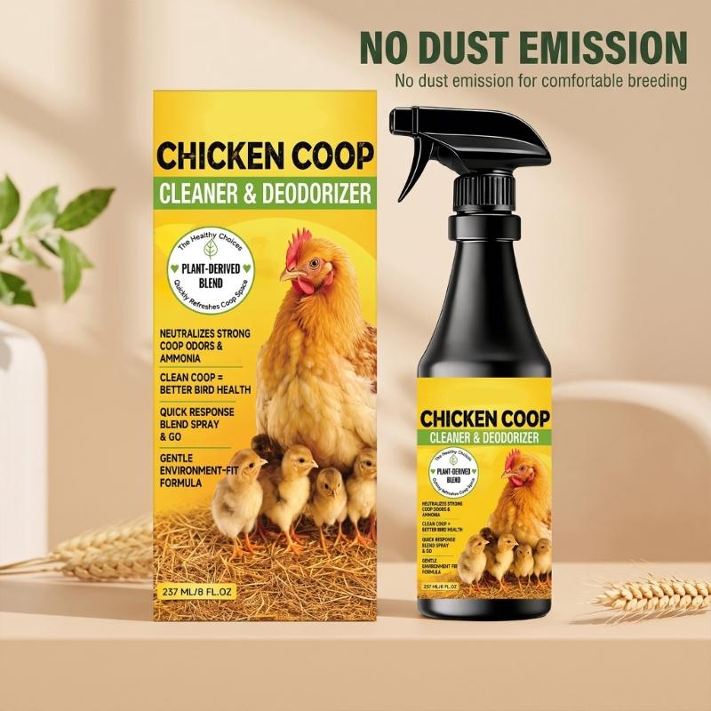 Chicken Habitat Cleaning Liquid with Focused Pump Application, 237 Milliliter Cleaner and Deodorizer for Ground Portions, Boundaries, and Nearby
