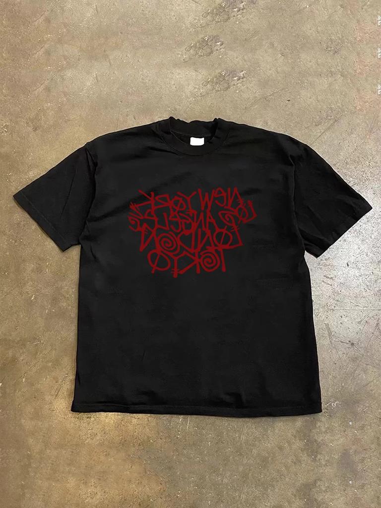 2025 Nové Letní Ležérní Tričko s Krátkým Rukávem Potisk Bavlna Běžný Střih Kulatý Výstřih Prodyšné Volné Unisex Tričko Pánské Dámské Oblečení