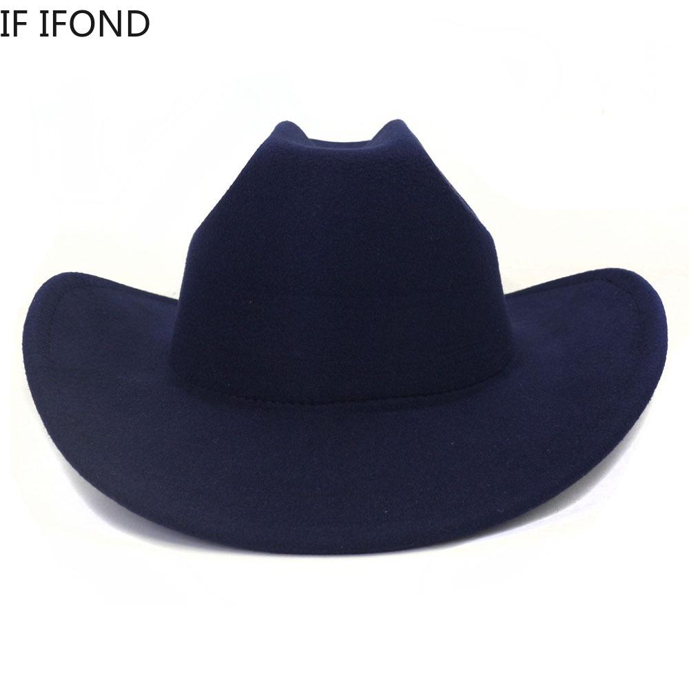 Yeni kadın erkek Yapay Yün Batı kovboy şapkası Kış Sonbahar Beyefendi Caz ​​Cowgirl Şapka Cloche Sombrero Kapaklar