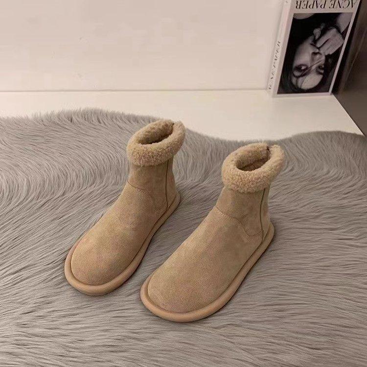 Retro outer wear winter warm velvet cotton boots versatile thick-soled women's boots fluffy shoes short boots Mori snow boots women