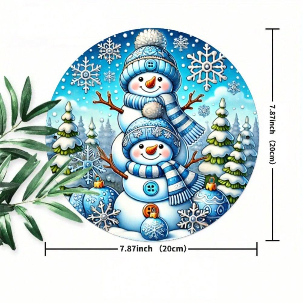 Iron Wall Art Festive Snowman Round Sign Christmas Decor Home Office Gift Holiday Living Room