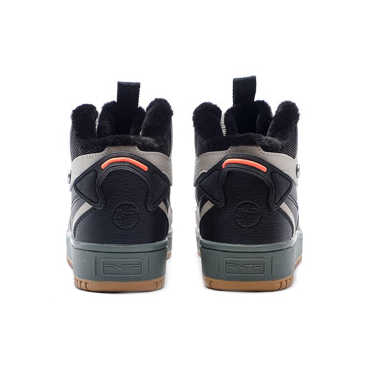 Anta Life Collection Fleece lined High top Skateboard Shoes Men's Gray Black 912148913-1