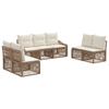 Garden Sofa Set 7 Pcs Beige Poly Rattan