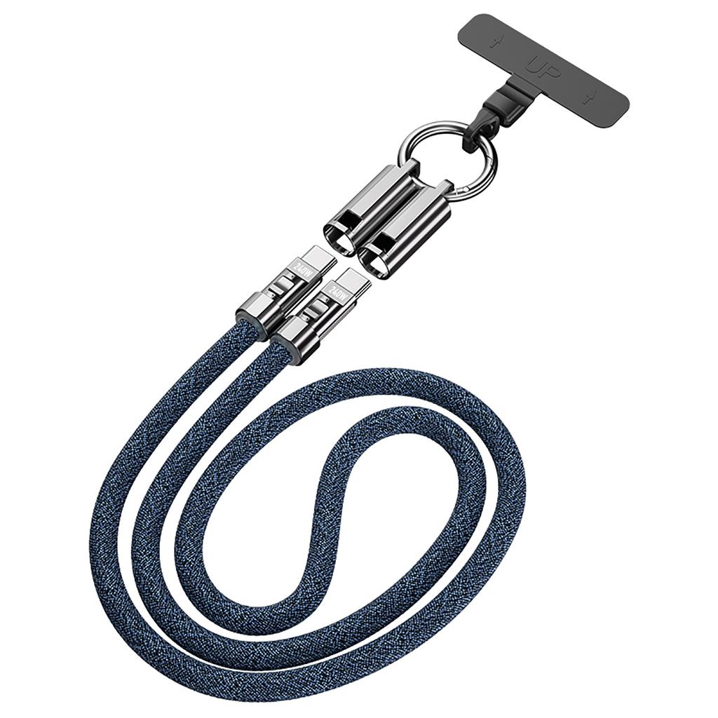 Phone Lanyard Cable 240W Fast Charging Type-C to Type-C Wire with Zinc Alloy Lock Smart Chip 120cm for Laptop Tablet Phone Data Sync