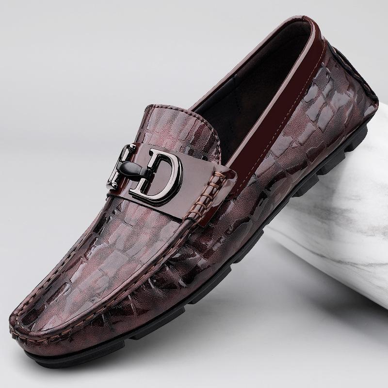 Macacão de sapatos de couro tamanho grande Sapatos Doudou couro genuíno estilo britânico sapatos casuais para dirigir